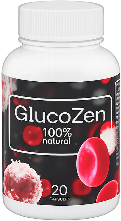 Frasco de GlucoZen con 20 cápsulas naturales